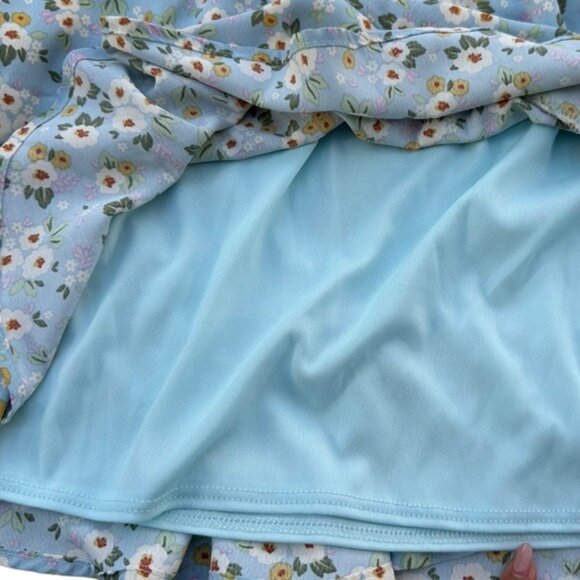 Attard State Womens Light Blue Floral Ruffle Wrap Skirt With Tie Waist L - Picture 5 of 7